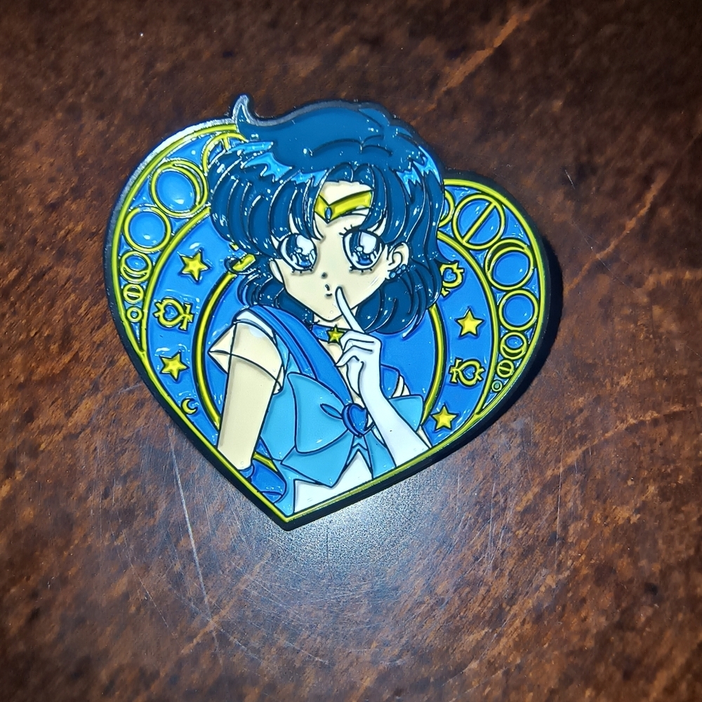 Sailor Mercury Heart Enamel Pin - Blue & Gold